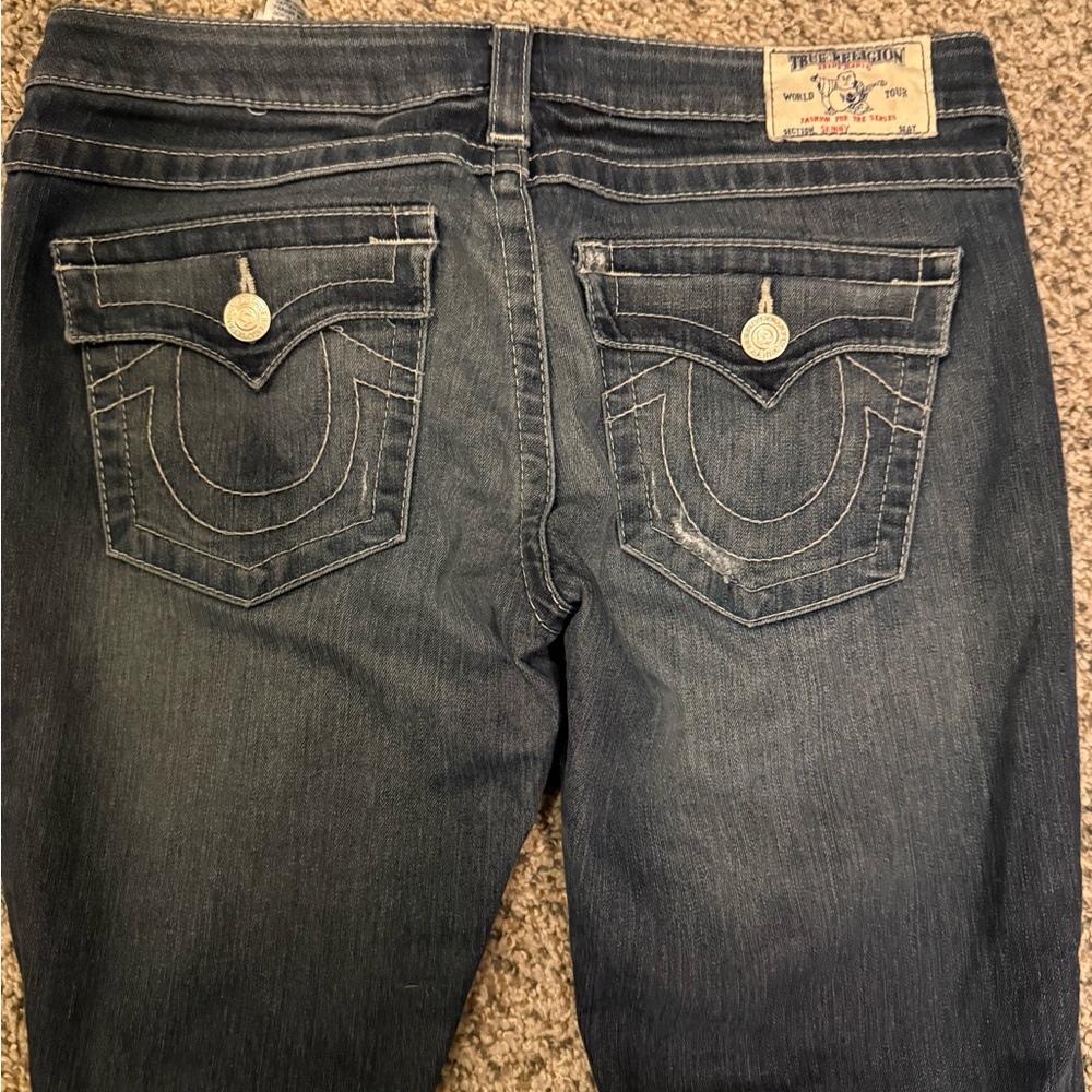 True Religion Women's Dark Blue Straight Leg Jeans